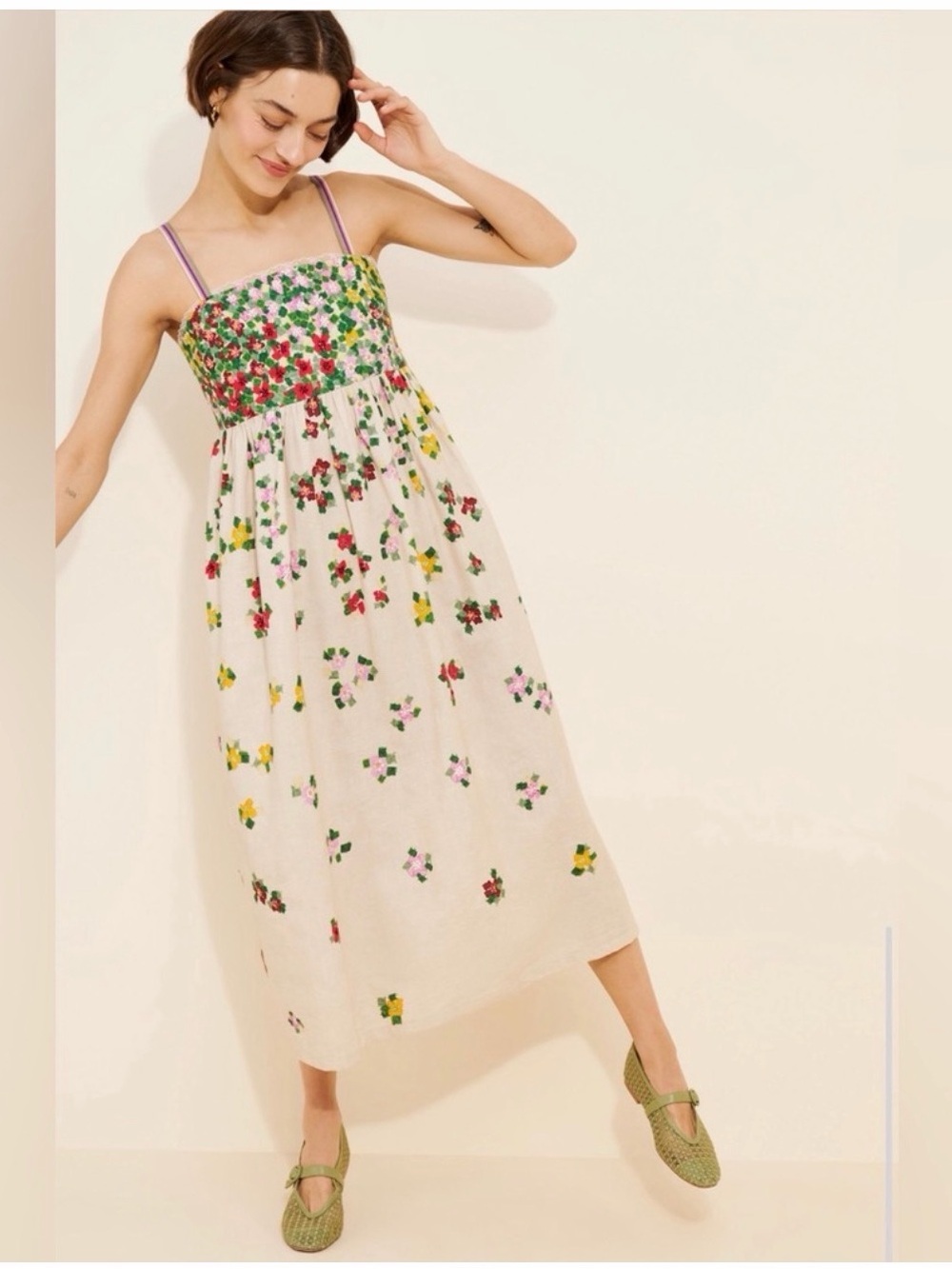 Anthropologie Payal Pratap Embroidered Sleeveless Midi Dress Sz: XL